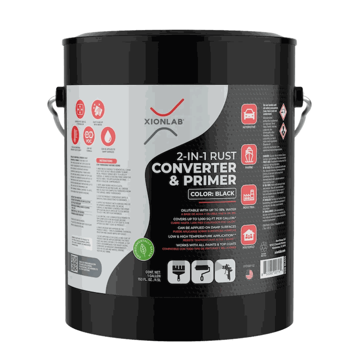 XionLab 2 in 1 Rust Converter and Metal Primer, one gallon can, Black