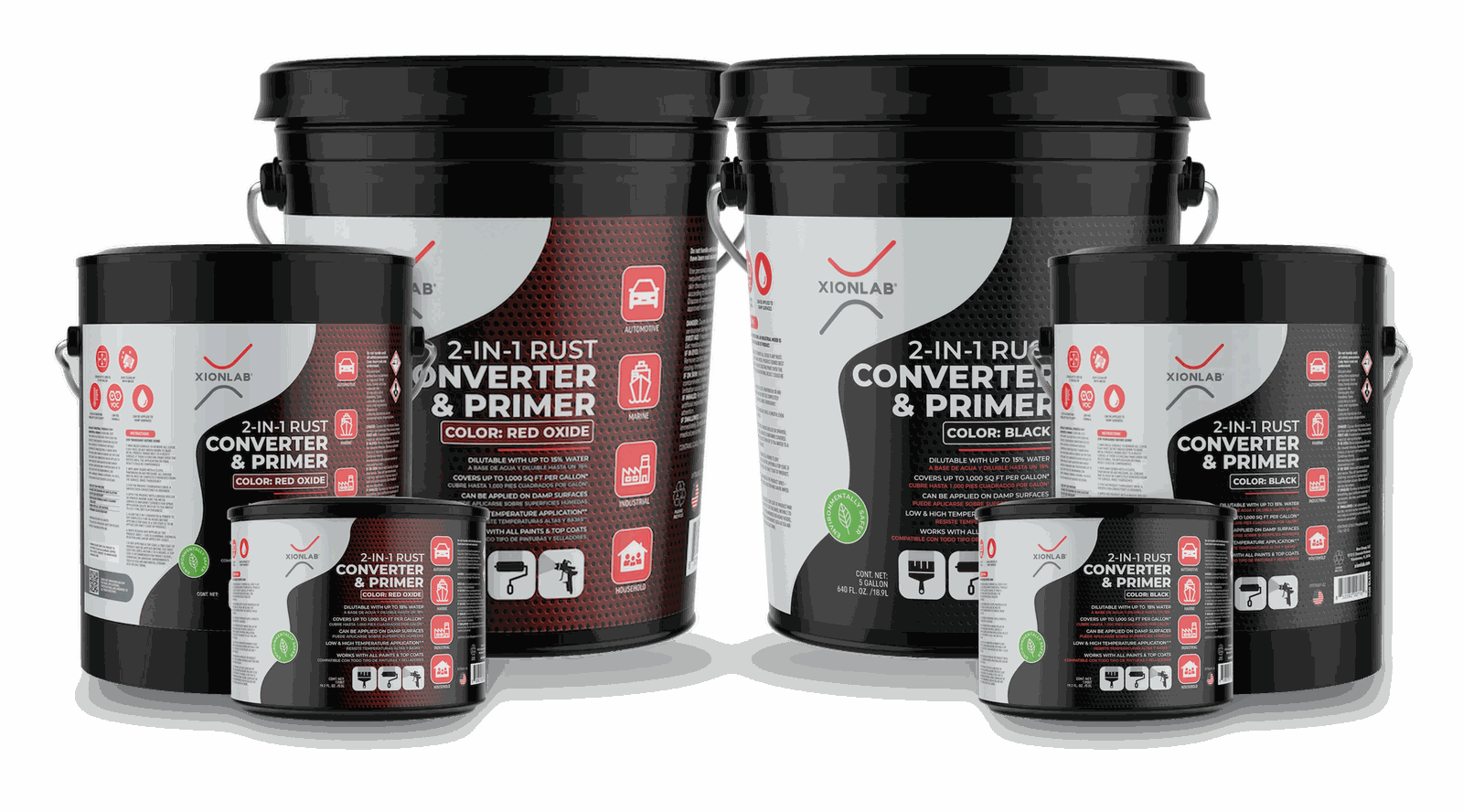 XionLab 2-in-1 Rust Converter and Primer, Black and Red