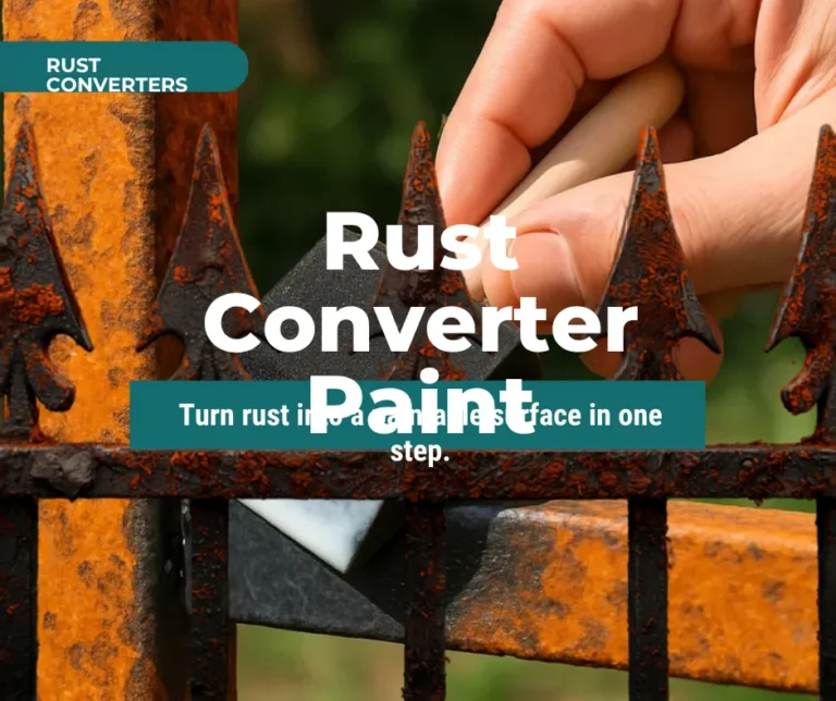 Rust converter paint blog thumbnail showing brush applying converter to a rusted iron fence
