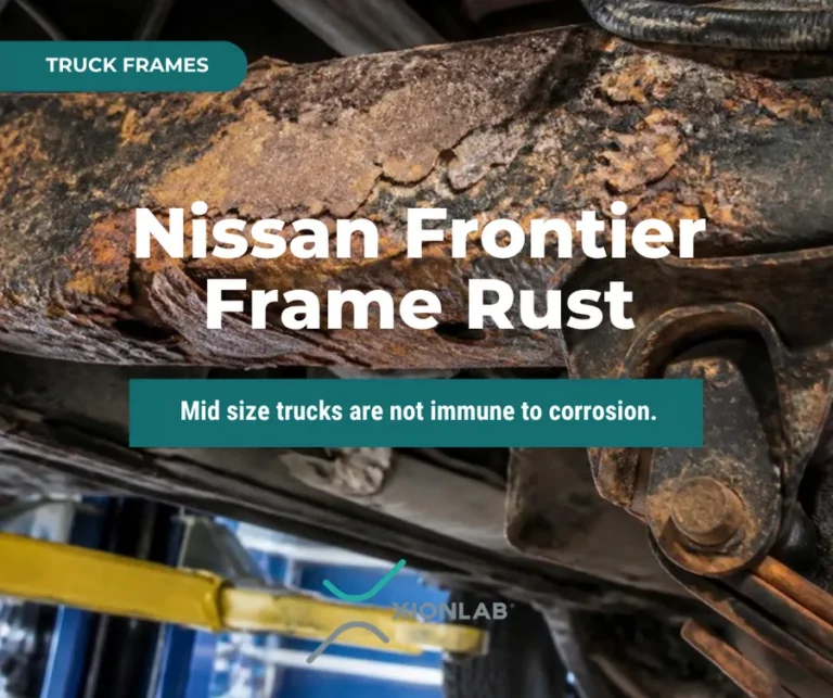 Nissan Frontier frame rust thumbnail showing scale rust on a truck frame rail